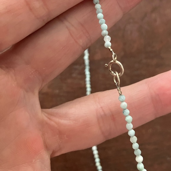 Natural Larimar Faceted 2.5mm beaded necklace - 16 inches - Picture 5 of 5